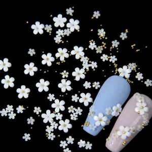 White Resin Flowers w/gold beads